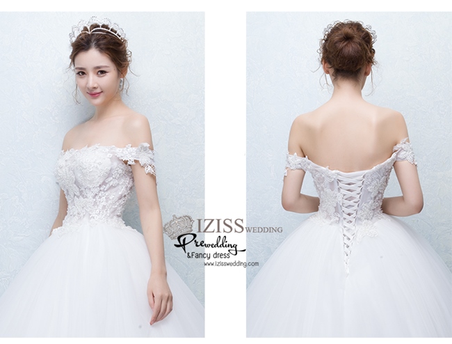 BR137 **พรีออเดอร์**ชุดแต่งงาน&ชุดเจ้าสาวแบบยาวสีขาวเกรดพรีเมี่ยม เปิดไหล่ มีแขน หรูหราน่ารัก สวยโดดเด่นไม่ซ้ำใคร