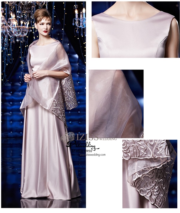 T003 **พรีออเดอร์ชุดราตรี+ผ้าคลุมไหล่**ชุดราตรียาวสีชมพูกลีบบัว พร้อมผ้าคลุมไหล่ปักลายหรู แขนกุด สวยงามหรูหราไฮโซมากๆ ค่ะ