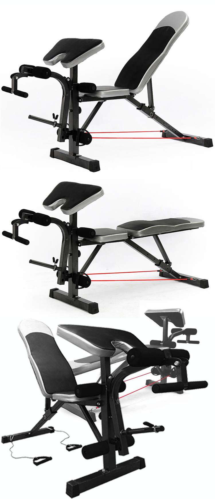 ม้านอนยกน้ำหนัก ปรับเอียง แท่นรองแขน เล่นขาได้ LWH