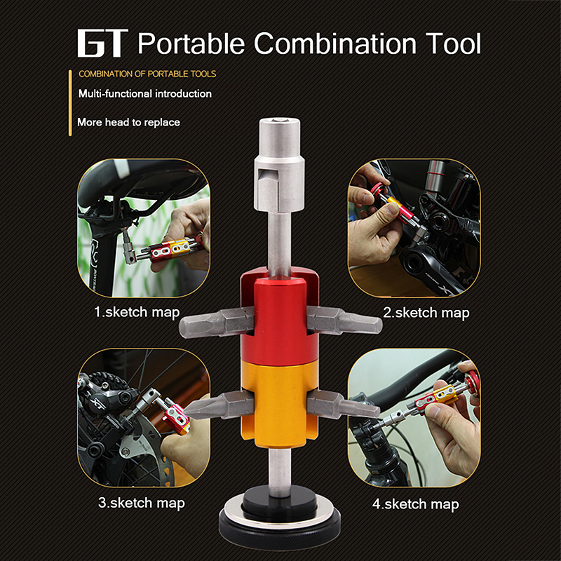 เครื่องมือจักรยานแบบพกพาซ่อนใส่ฝาปิดดกะโหลกกลวง SRWRN (สำหรับ SHIMANO)