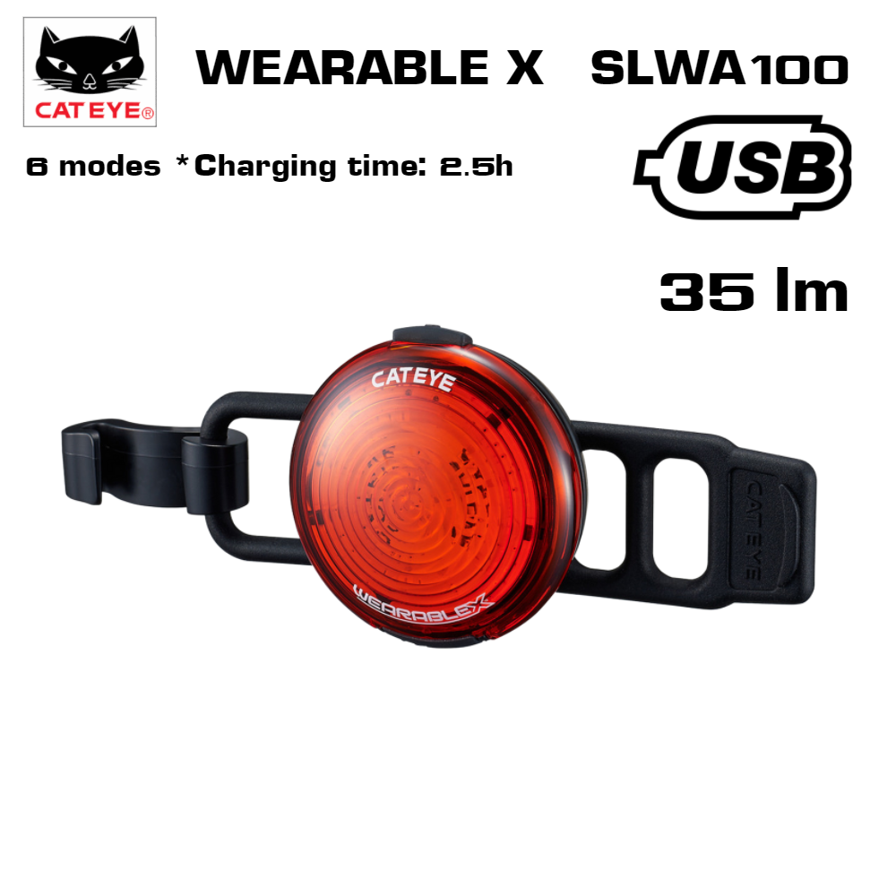 ไฟกระพริบติดจักรยาน CATEYE WEARABLE X, SLWA100 USB