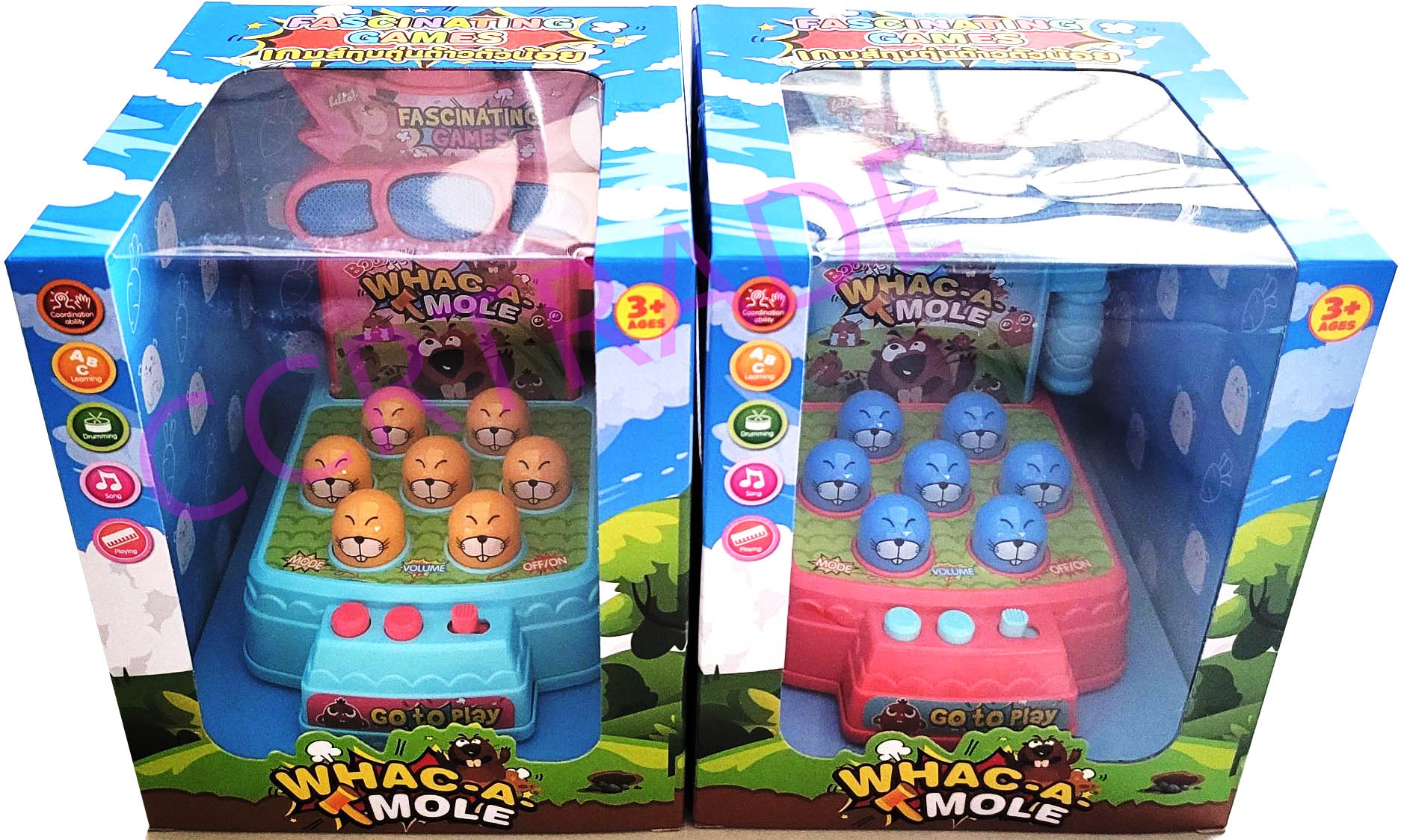 เกมส์ทุบตัวตุ่น มีเสียง มีไฟกล่อง 15.5x18 ซม.(1x3)