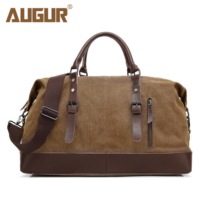พร้อมส่ง กระเป๋าสะพายข้าง สีน้ำตาล ผ้าแคนวาส กระเป๋าเดินทาง Messenger bag