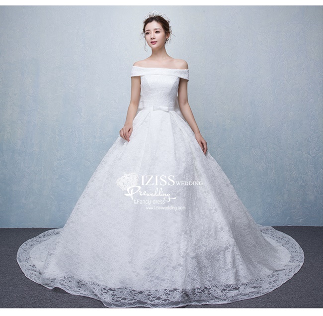 BR127 **พรีออเดอร์**ชุดแต่งงาน&ชุดเจ้าสาวแบบยาวสีขาวเกรดพรีเมี่ยม เปิดไหล่ มีแขน หรูหราน่ารัก สวยโดดเด่นไม่ซ้ำใคร