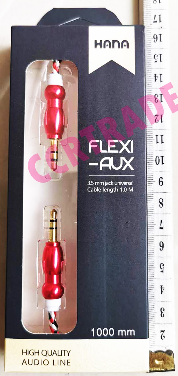 สายลำโพง AUX 1 ม.Hana กล่องดำ 17 ซม.(สายเชือก)