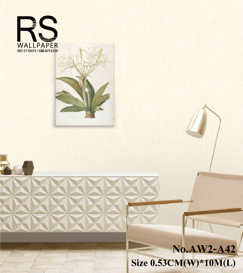 วอลเปเปอร์สีพื้นขาวครีม เท็กเจอร์นูน ริ้วเล็กๆ AW2-A42