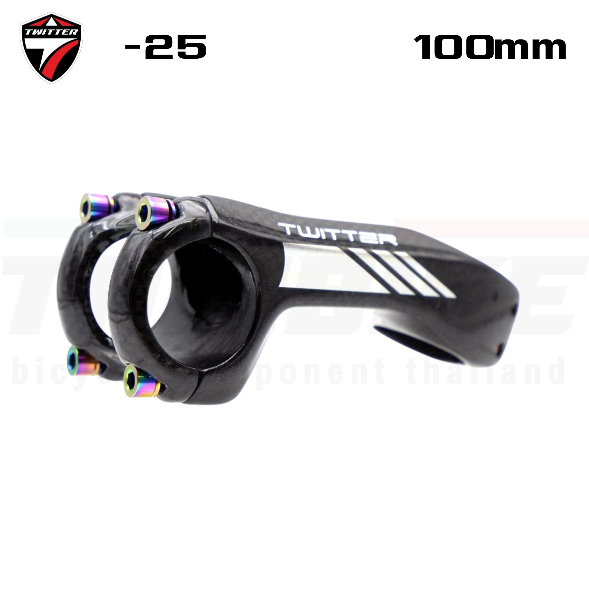 สเต็มจักรยานแบบฟูลคาร์บอน T.WITTER +-25X100มม. น็อตไทเทเนี่ยม