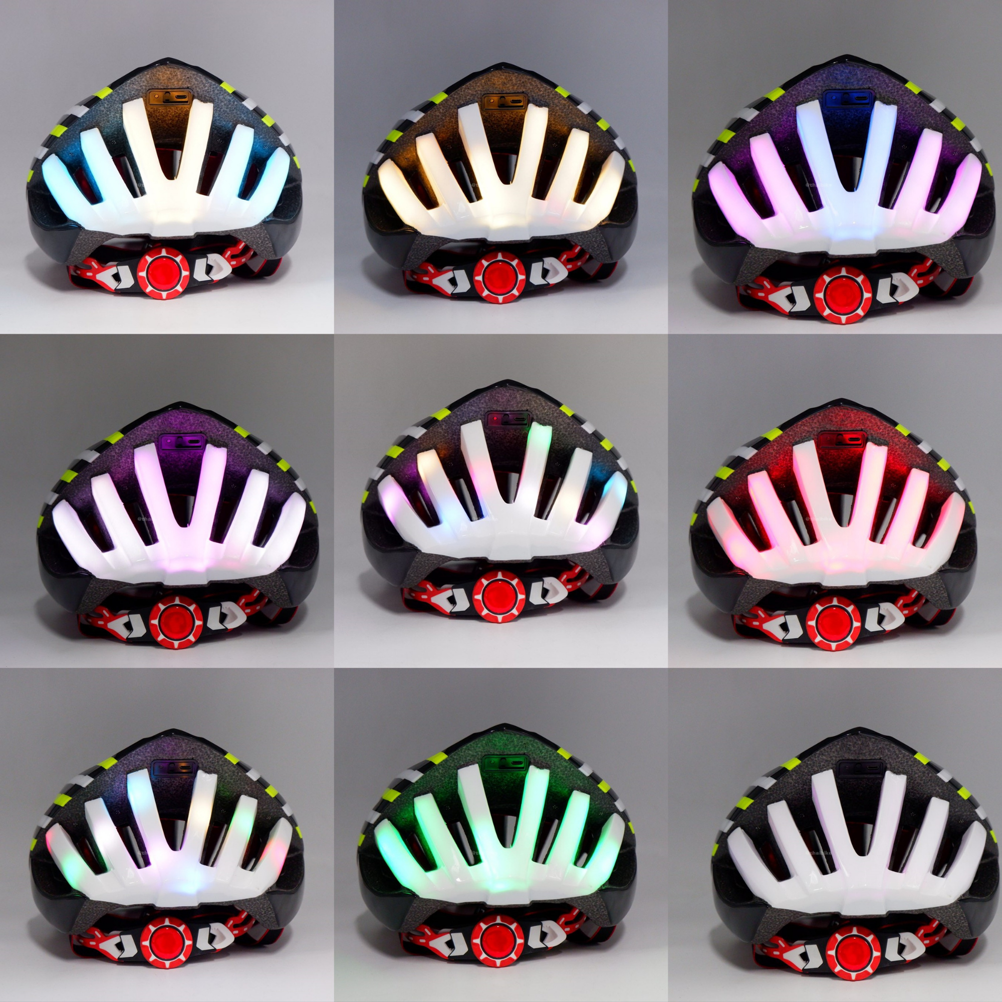 หมวกไฟ หมวกกันน็อคจักรยาน CIGNA รุ่นมีไฟด้านหลัง ชาร์จได้ ไฟสีสลับ