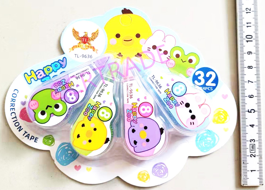 เทปลบคำผิดการ์ตูน 4 ชิ้นแผง 16 ซม.