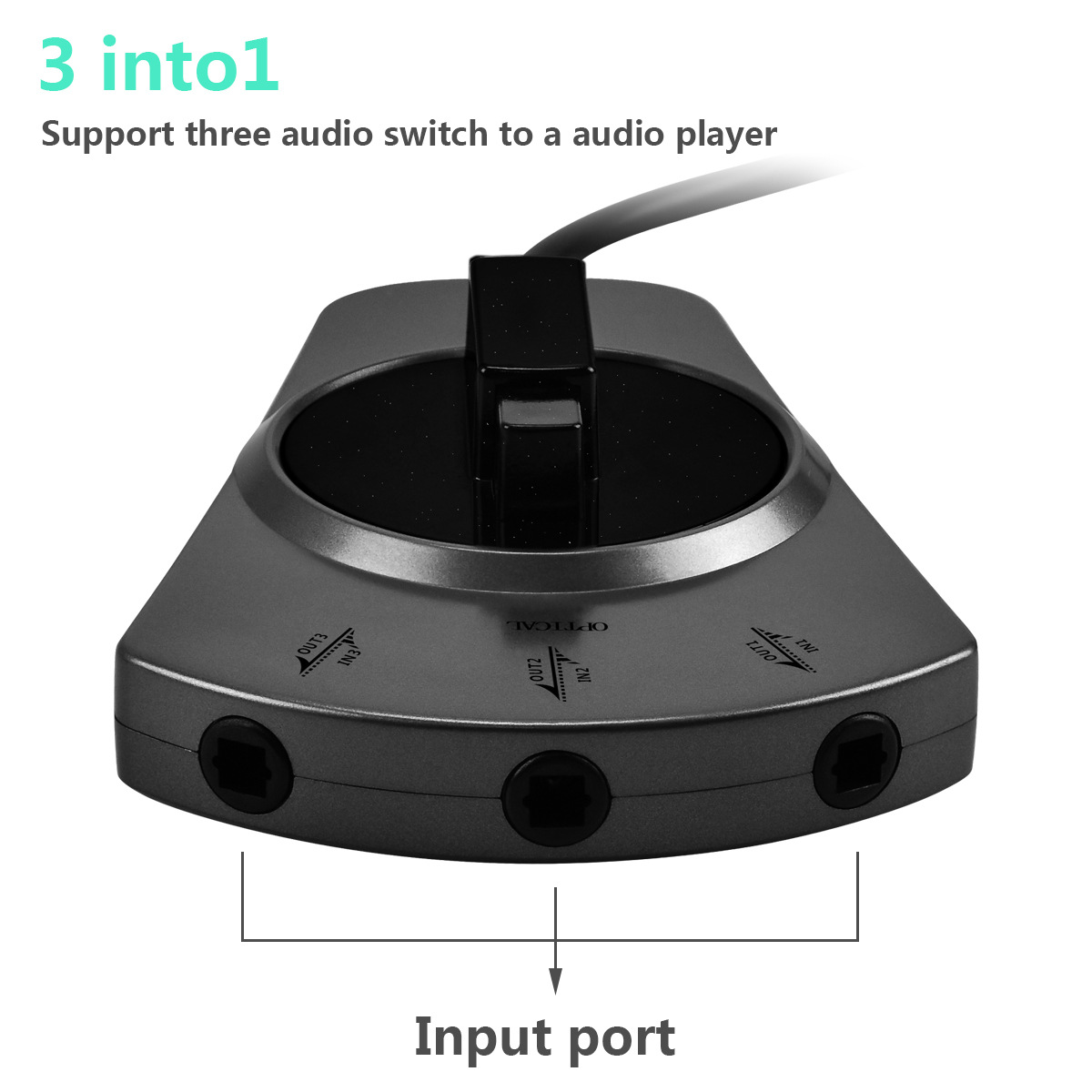 ERTK หัวแปลง Optical Switcher เข้า 1 ออก 3 หรือ เข้า 3 ออก 1 สามารถสลับฝั่งได้ สีดำ แบบมีสายในตัว