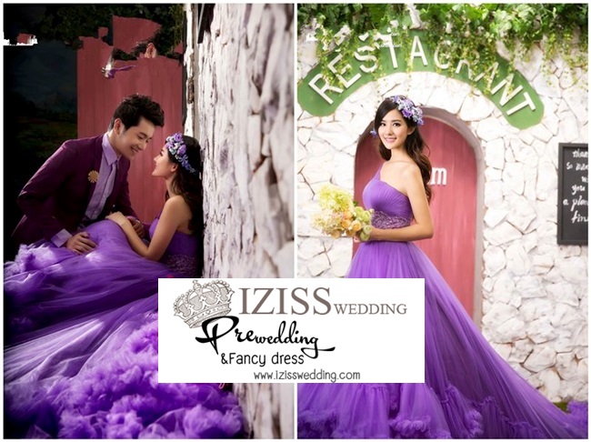 PW081 **พร้อมส่งทั้งเซ็ทค่ะ** ชุดคู่ถ่ายพรีเวดดิ้ง (prewedding dress) & ชุดแต่งงานแฟนซี (Fancy wedding dress)ชายหญิง "ธีมสีม่วง"