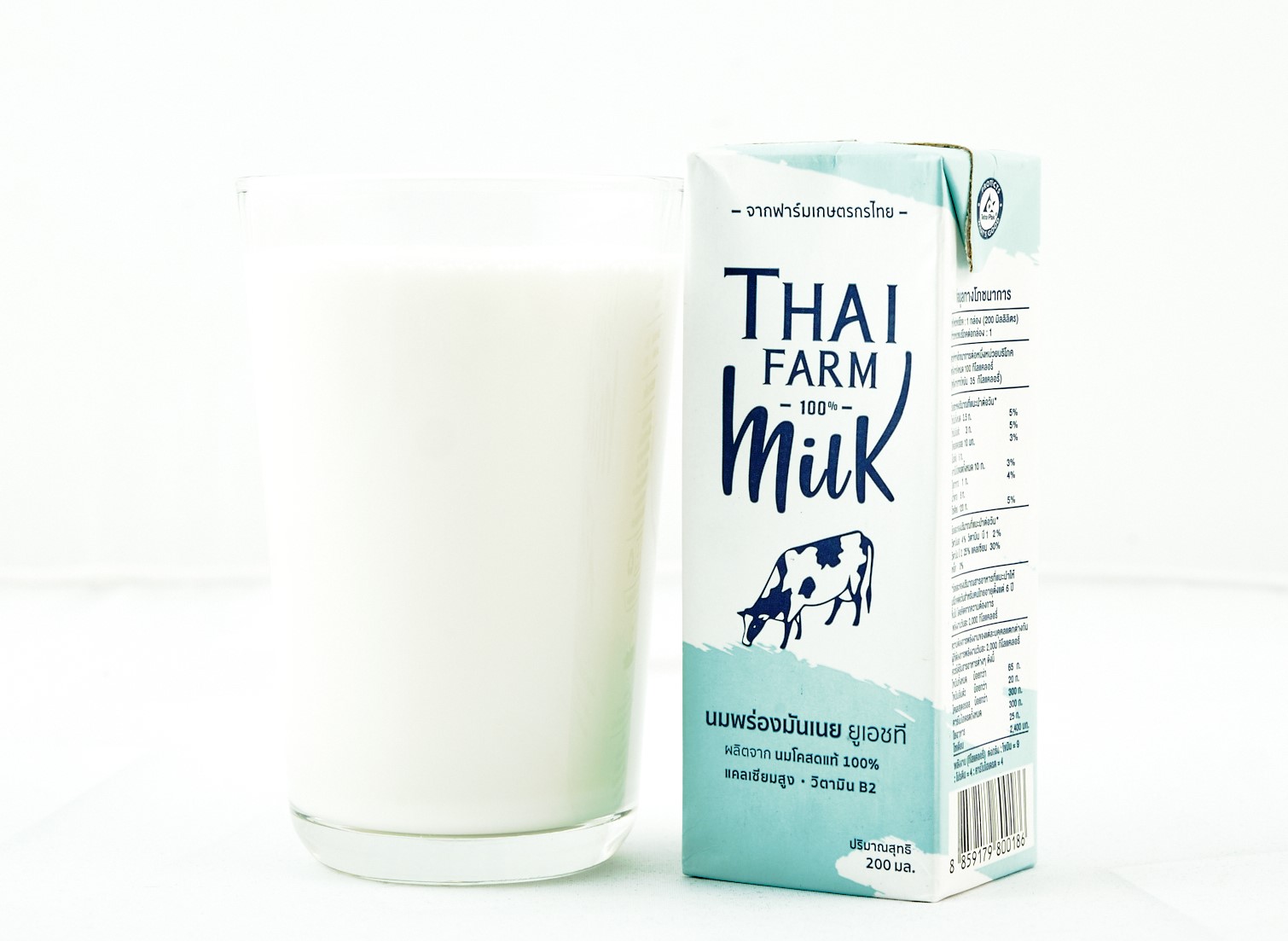 ไทยฟาร์ม นมโคสด รสพร่องมันเนย (กล่องสีฟ้า) ขนาด 200 มล. (Thai Farm Low Fat Milk 200ml) แพ็ค 6 กล่อง