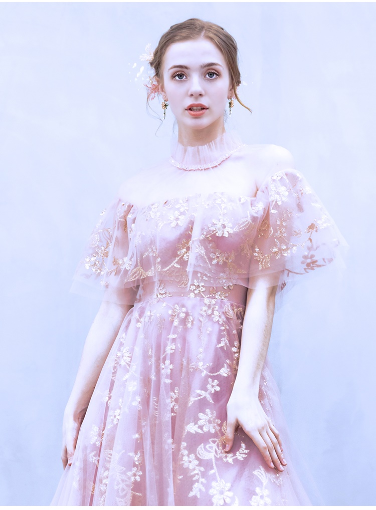 DL088 **พรีออเดอร์** ชุดออกงานสีชมพูทอง ชุดราตรี เดรสยาวออกงาน (Night party dresses) ชุดไปงานแต่งงานสวยๆ "ธีมสีชมพูทอง"