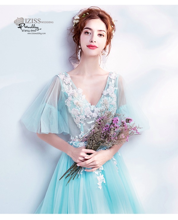 DL018 - **พรีออเดอร์** ชุดราตรี เดรสยาวออกงาน (short dresses) ชุดไปงานแต่งงานสวยๆ "ธีมสีเขียวมินท์"