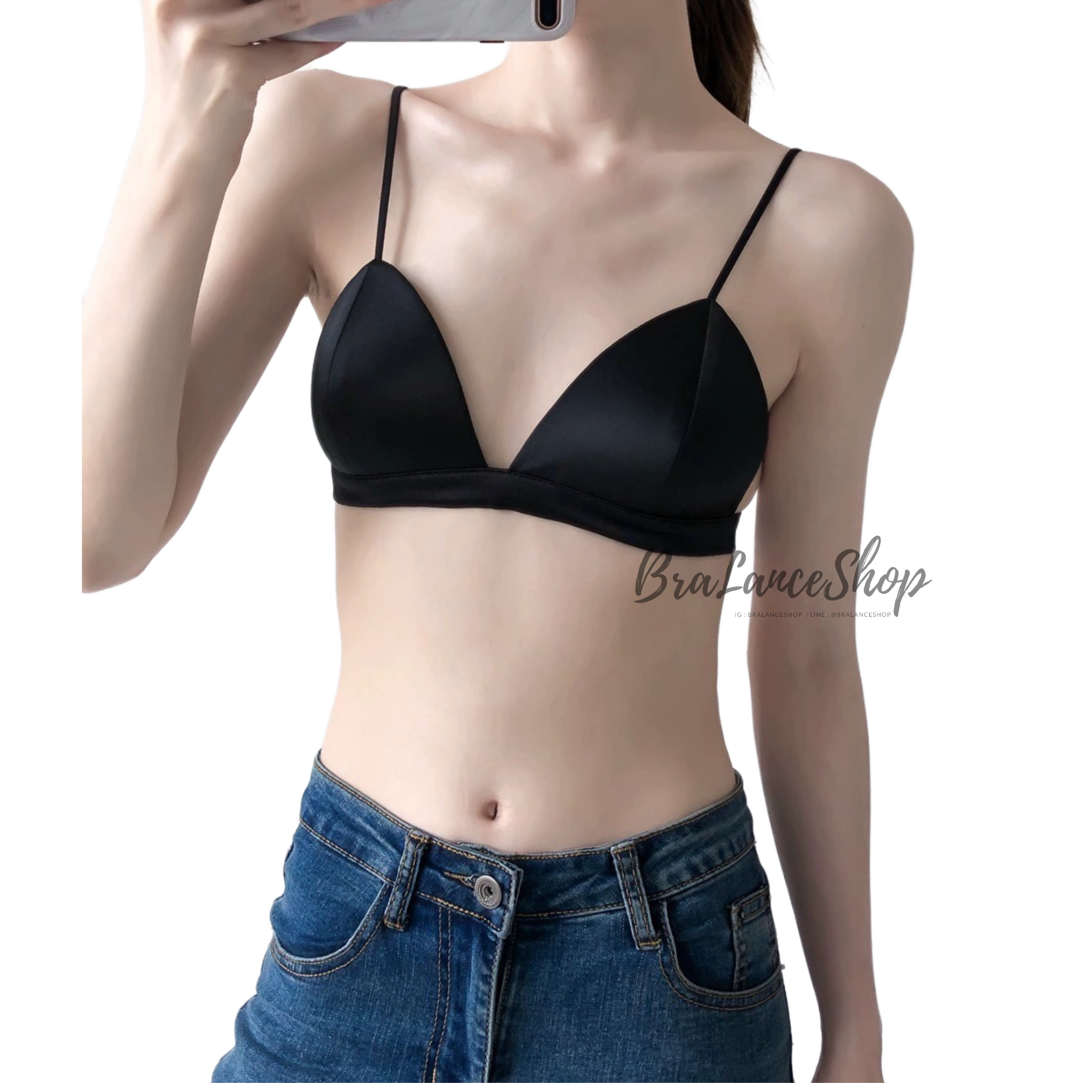 BLS✿A55 บราครอปผ้าซาติน ไร้โครง