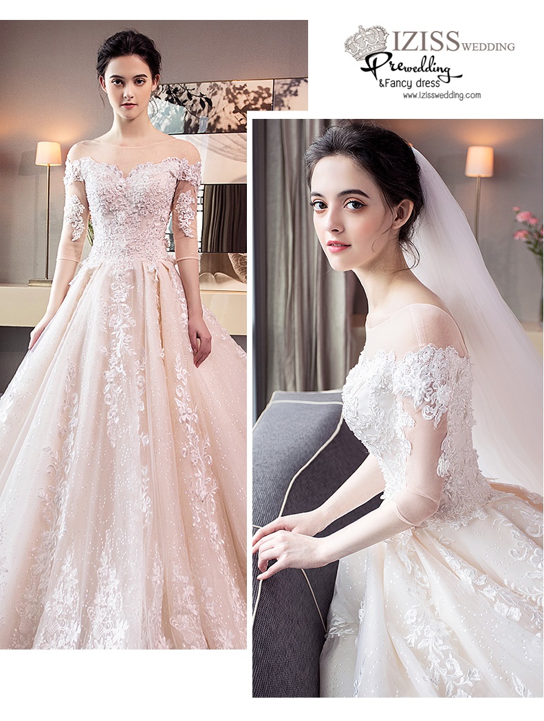 BR331 **พรีออเดอร์**ชุดแต่งงาน&ชุดเจ้าสาวแบบยาวอลังการ สีขาวเกรดพรีเมี่ยม หรูหราน่ารัก สวยโดดเด่นไม่ซ้ำใคร