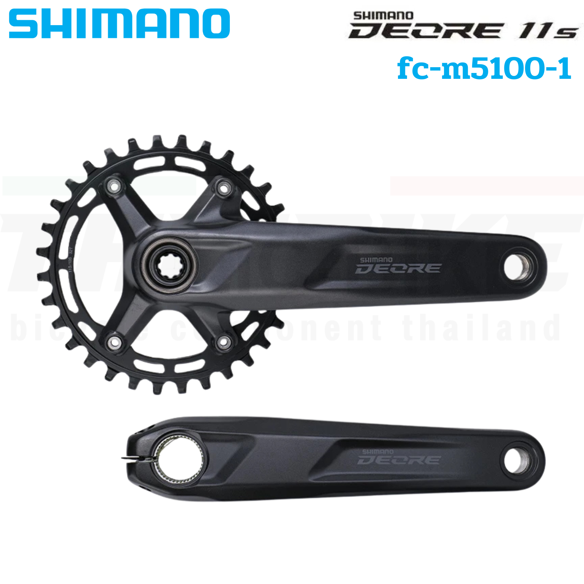 ชุดขาจานจักรยาน SHIMANO DEORE FCM5100-1 10/11S 32T 170MM, 175MM ไม่รวมกะโหลก มีกล่อง ประกันไทย
