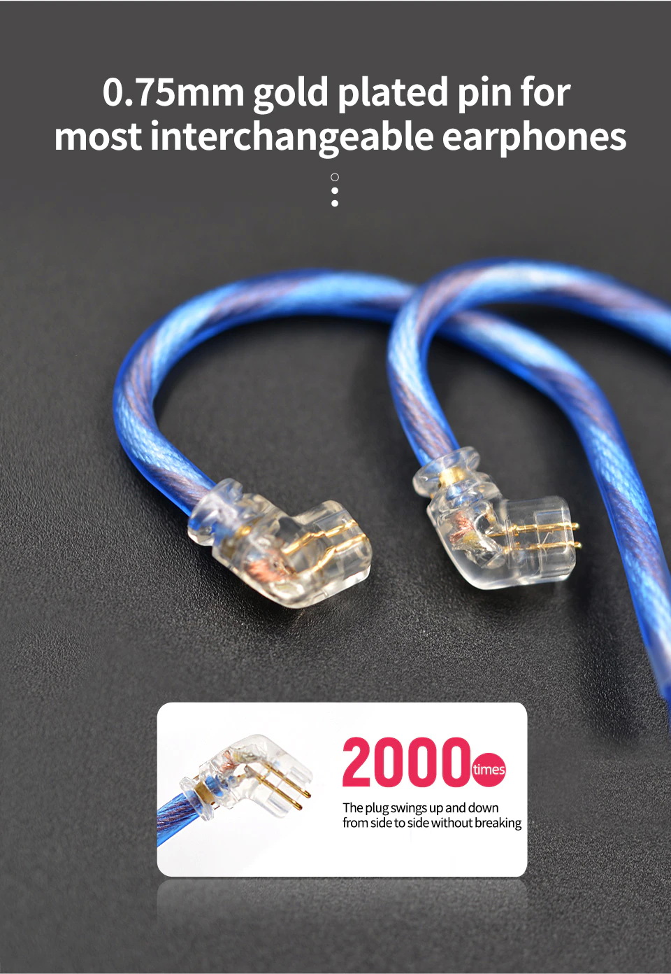 สายหูฟัง KZ NEO StarLight สาย OCC ชุบเงินถักขั้ว KZพินC