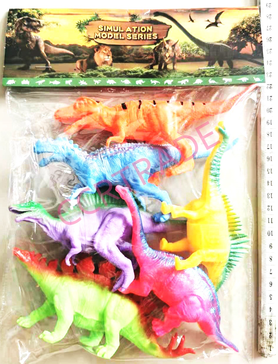 ไดโนเสาร์โมเดลสีสด 6 ชิ้นถุง PVC 21x28.5 ซม.(1x3)