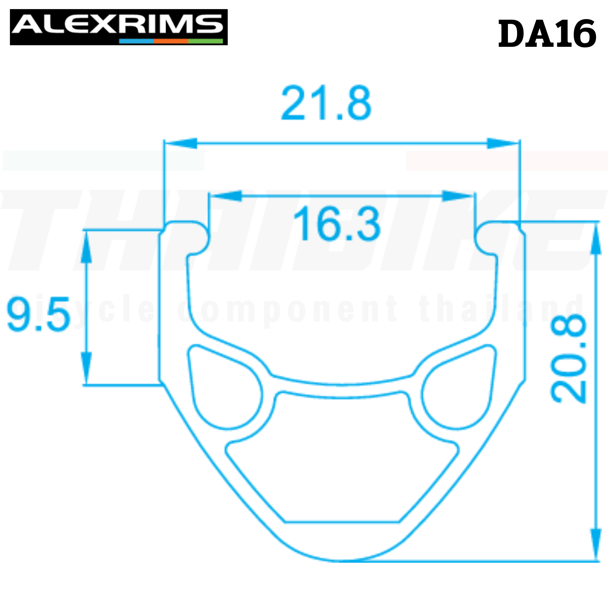 เฉพาะขอบล้อจักรยานอลูมิเนียม รถพับ Alex Rims DA-16 ขอบล้อ 20 นิ้ว