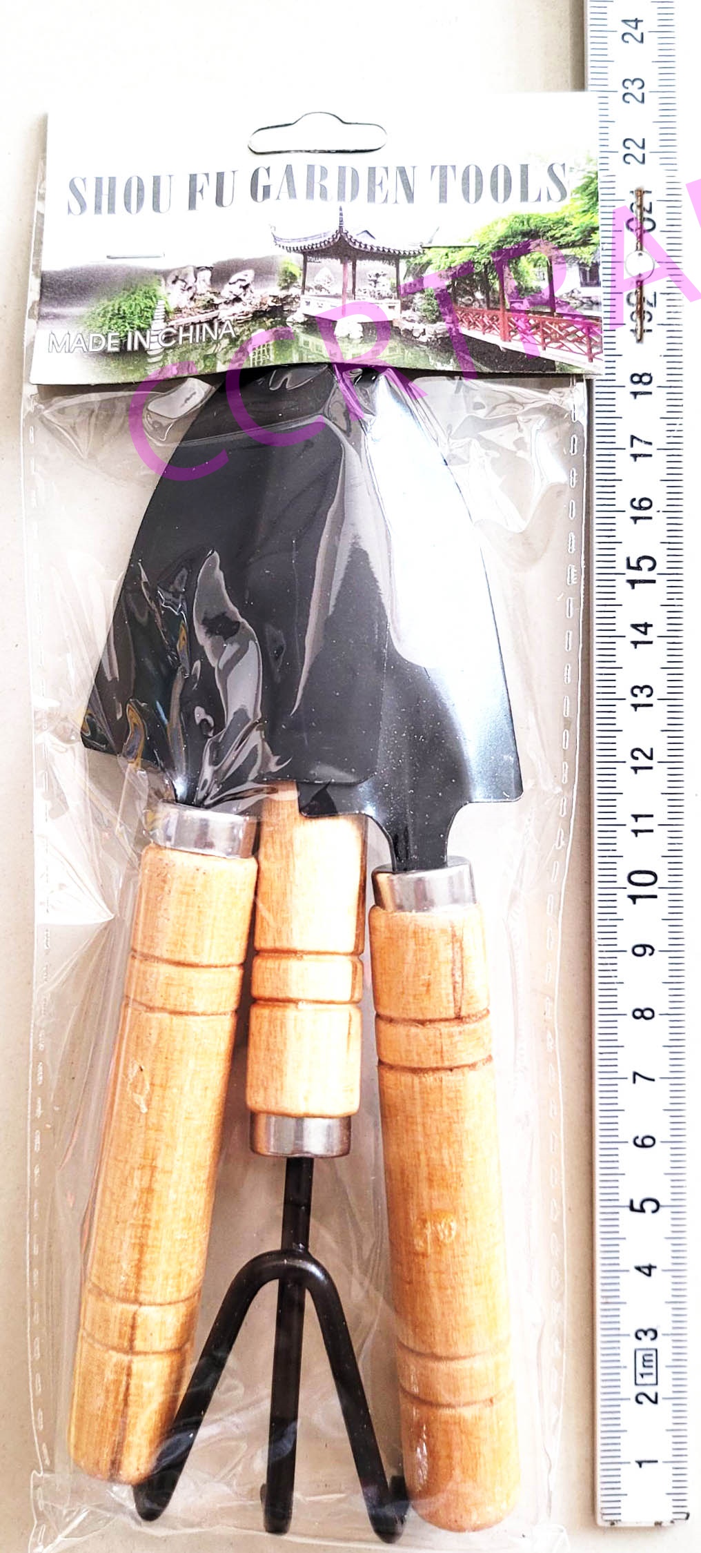 ชุดทำสวนกระถาง ด้ามไม้ 3 ชิ้นถุง 23 ซม.