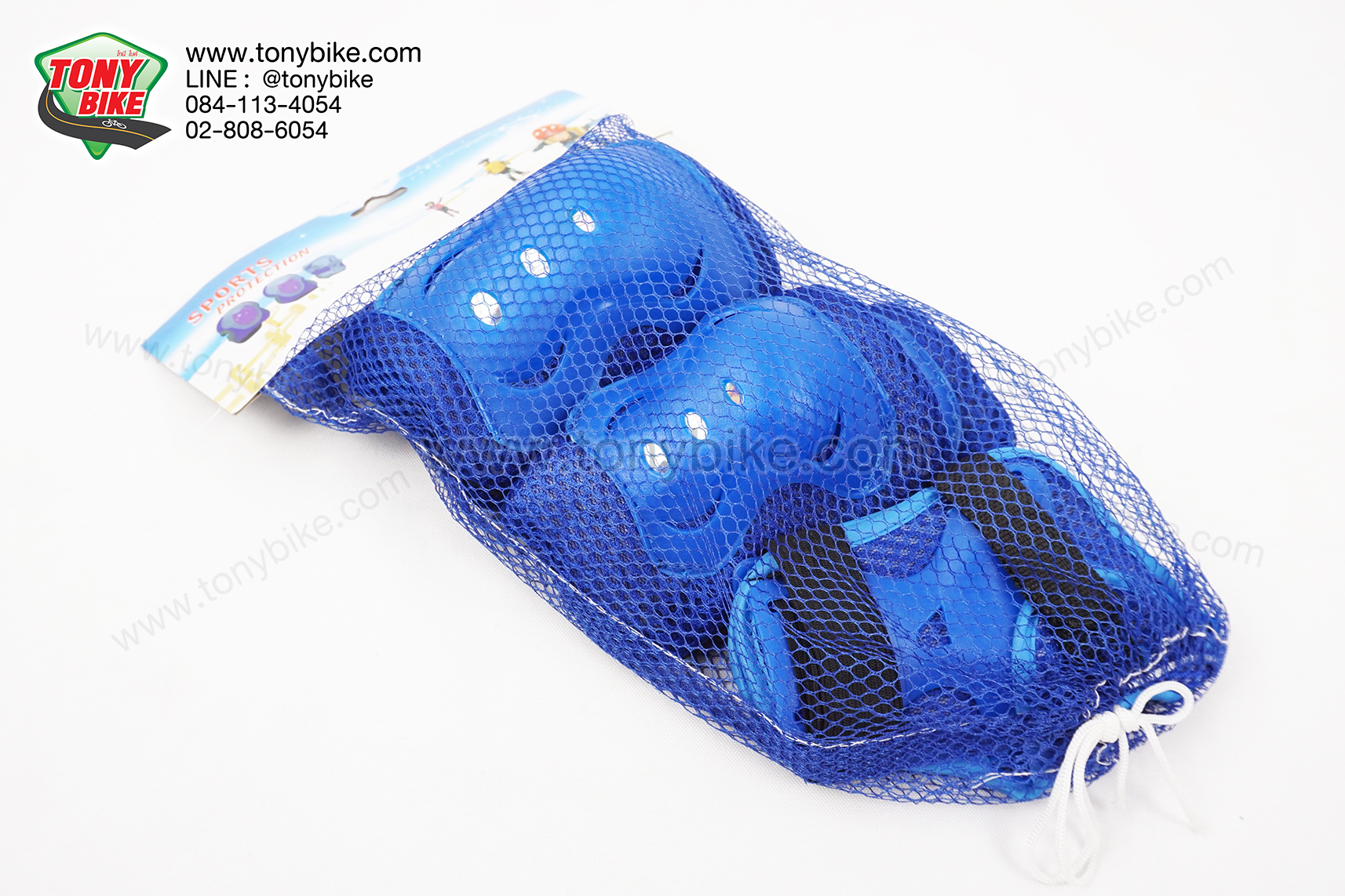 สนับเข่าเด็ก 6 ชิ้น สนับเข่า สนับศอก สนับมือ สีน้ำเงิน