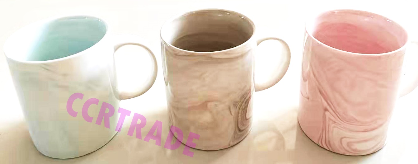 แก้วกระเบื้องมีหู ลายหินอ่อน 7.5x9 ซม.(งานหนา)