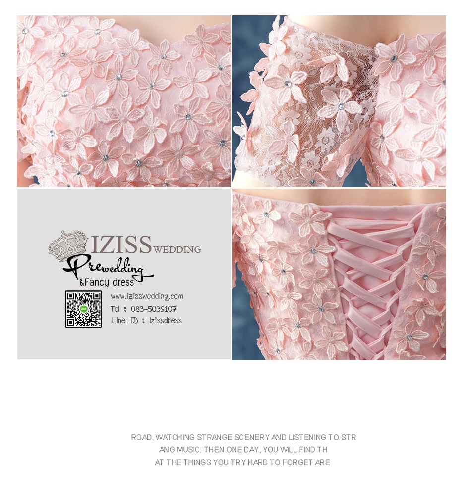 DS019 - **Pre order**ชุดราตรี เดรสสั้นออกงาน (short dresses) ชุดไปงานแต่งงานสวยๆ "ธีมสีโอโรส"