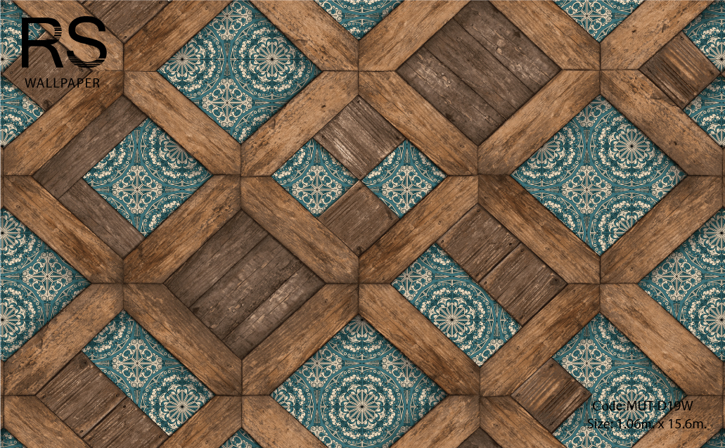 วอลเปเปอร์ลายคลาสสิคมีกรอบไม้ตีล้อมรอบตัวลาย MUT-D19W