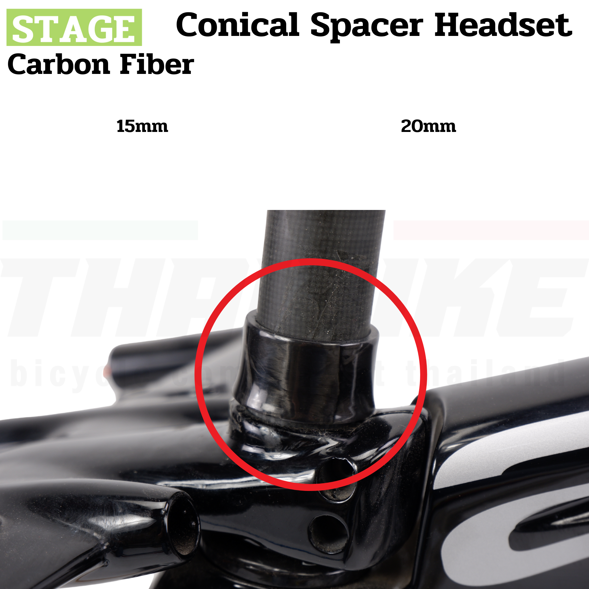 แหวนรองคอจักรยานแบบคาร์บอนตัวล่าง Stage Conical Spacer Headset(28.6) 15/20 mm