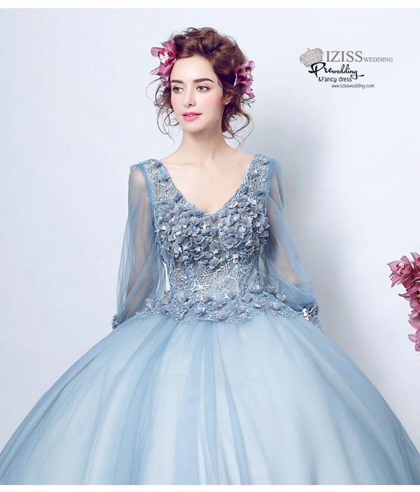 DL041 - **พรีออเดอร์** ชุดราตรี เดรสยาวออกงาน (Night party dresses) ชุดไปงานแต่งงานสวยๆ "ธีมสีเทาแต่งดอก 3D"