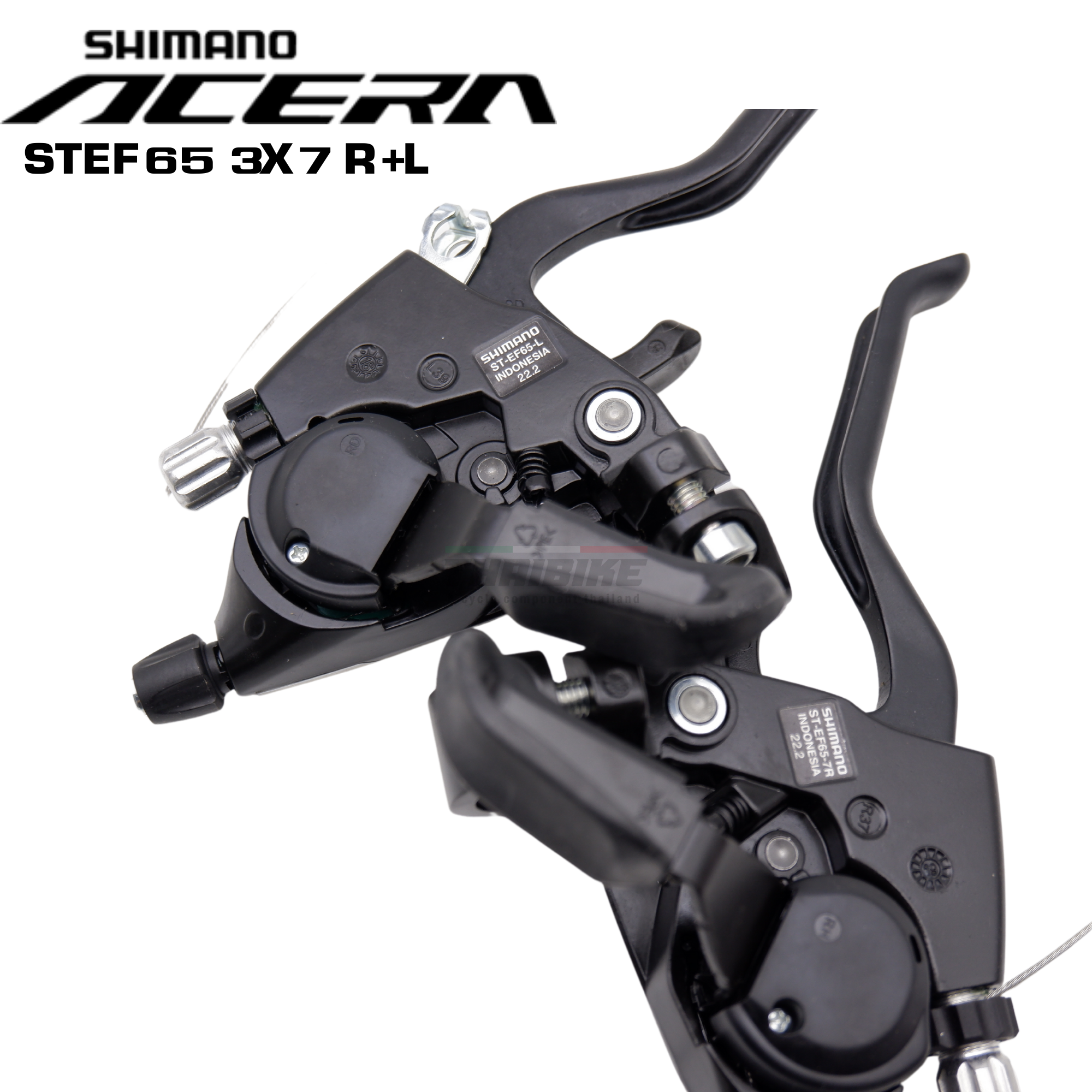 ของแท้ มือเกียร์จักรยาน SHIMANO ACERA, 21-SPD, STEF65-7, R/L, สีดำ ซ้ายและขวา