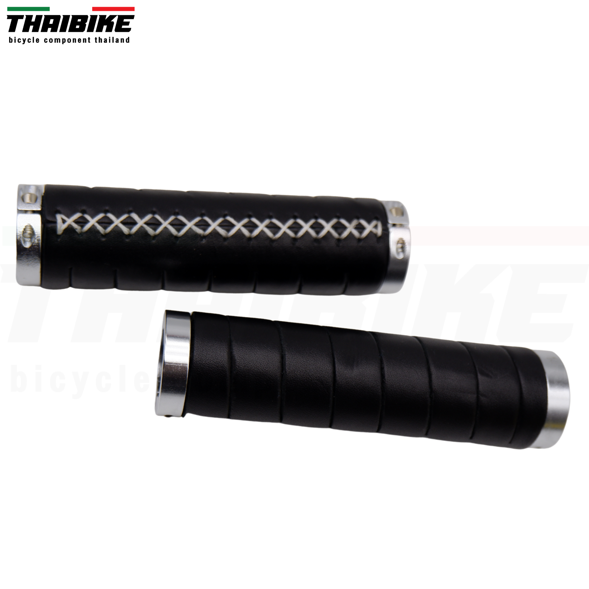 ปลอกแฮนด์จักรยานหนังเทียมเสือภูเขา แบบวินเทจมีตัวล็อค THAIBIKE สีดำ