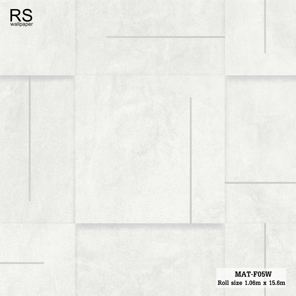 วอลเปเปอร์ ลายคอนกรีตสีเทาอ่อน แทรกเส้นสีเงิน MAT-F05W