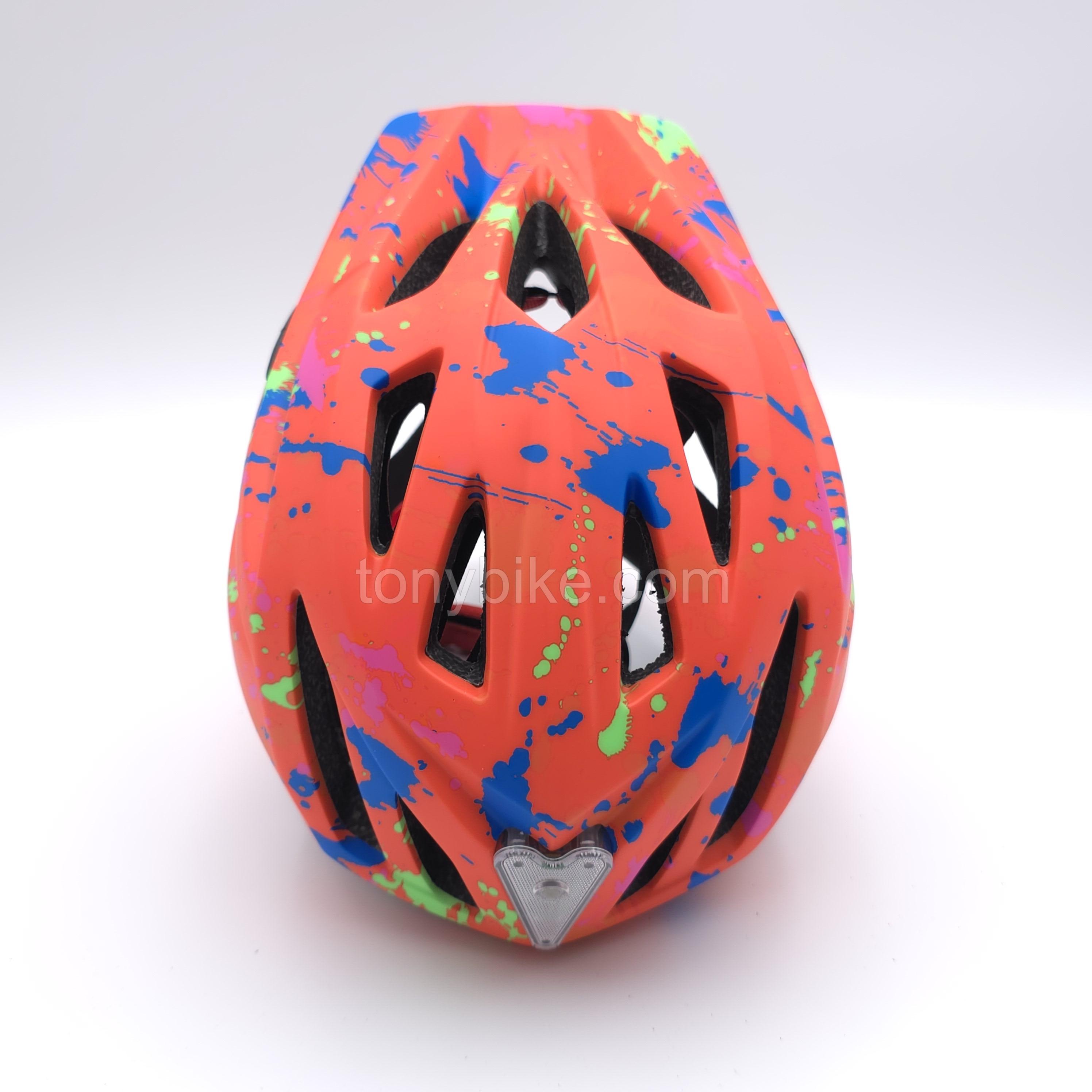 หมวกจักรยานเด็ก เต็มใบ สีแดง เพ้นท์สี 46-53 ซม.