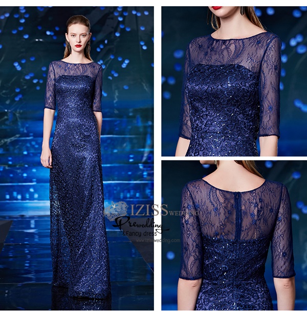 T006**พรีออเดอร์เดรสสีน้ำเงิน**ชุดราตรียาวสีน้ำเงินทั้งชุด แขนสั้น เล่นดีเทลตกแต่งเลื่อมในลูกไม้ ชุดเข้ารูป สวยหรู งานเกรดพรีเมี่ยม ไฮโซมากๆ ค่ะ
