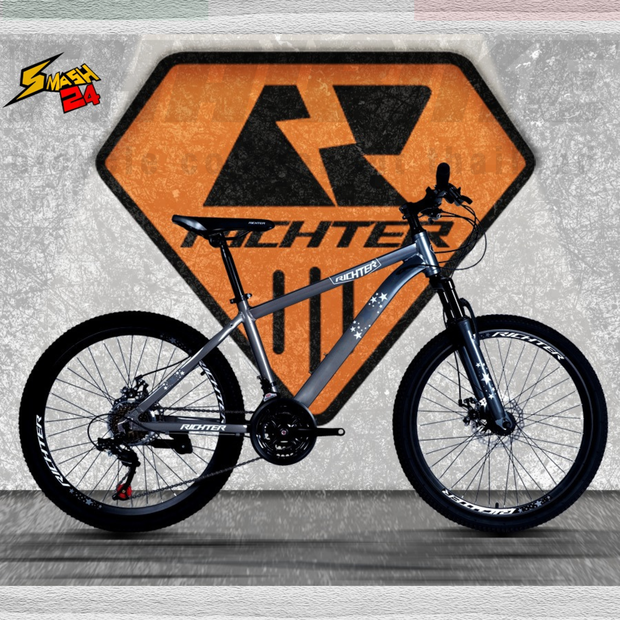 จักรยานเสือภูเขาล้อ 24 นิ้ว เฟรมอลูมิเนียม RICHTER SMASH 24