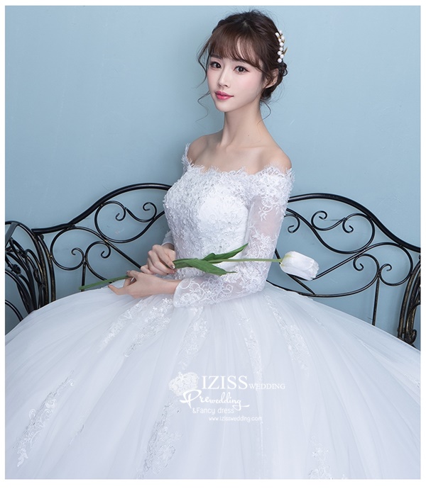 BR305 **พรีออเดอร์**ชุดแต่งงาน&ชุดเจ้าสาวแบบยาวสีขาวเกรดพรีเมี่ยม หรูหราน่ารัก สวยโดดเด่นไม่ซ้ำใคร