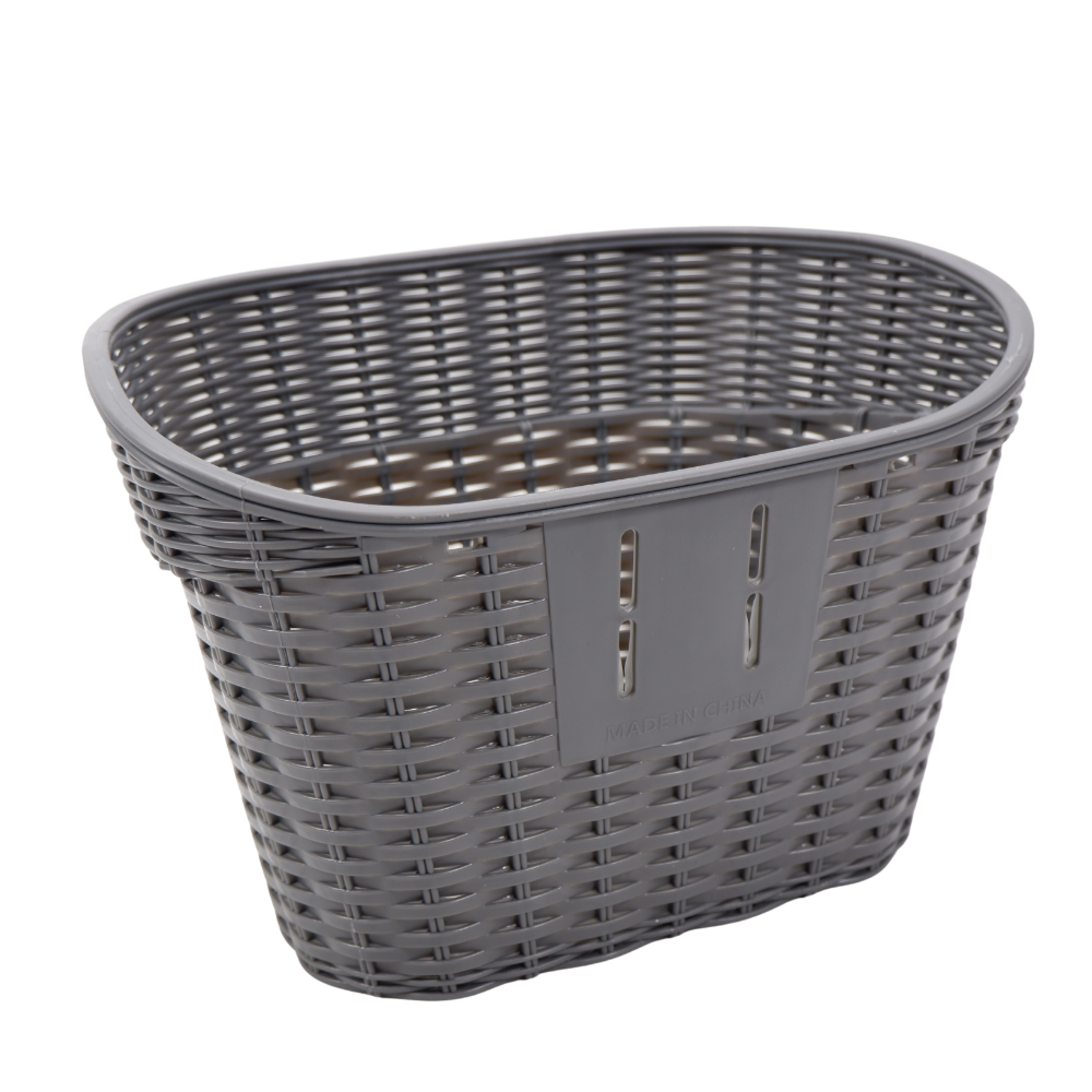 ตะกร้าพลาสติกสีเทา สำหรับจักรยานแม่บ้าน ขนาด 20 และ 24 นิ้ว พร้อมน็อตติดตั้ง