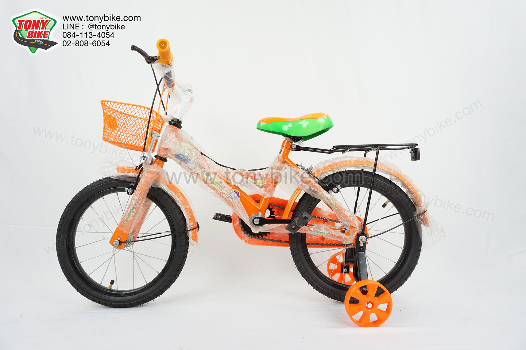 จักรยานเด็ก ล้อ 16 นิ้ว แฮนด์ตรง สีส้ม