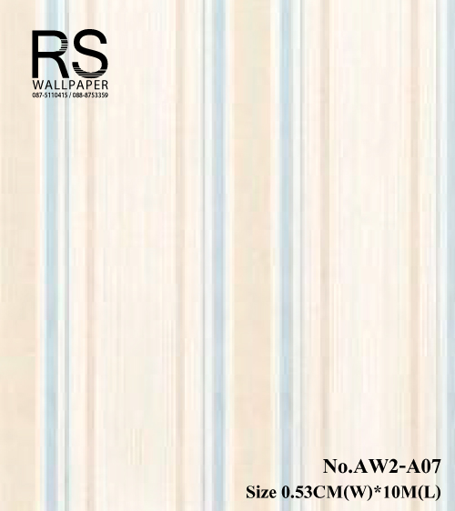 วอลเปเปอร์ ลายทางลง สีฟ้าขาวครีม มีกลิเตอร์ วิ้งๆ AW2-A07