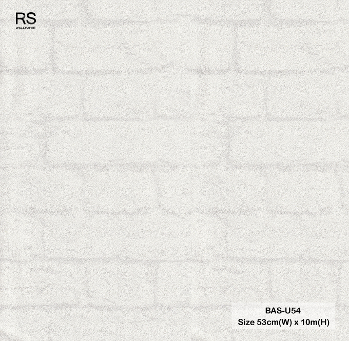 วอลเปเปอร์ลายอิฐสีขาวอมเทา BAS-U54