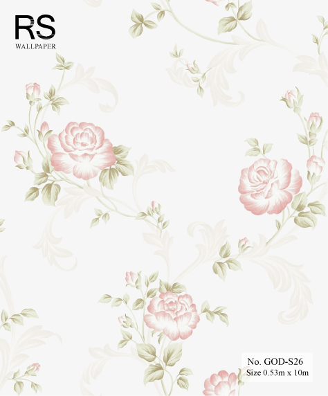 วอลเปเปอร์ ลายดอกไม้สีโอรส No.GOD-S26