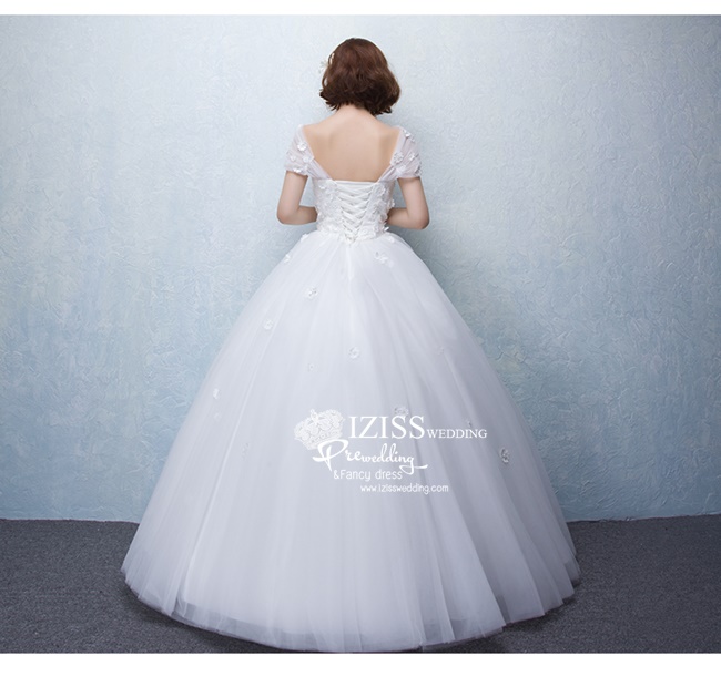 BR128 **พรีออเดอร์**ชุดแต่งงาน&ชุดเจ้าสาวแบบยาวสีขาวเกรดพรีเมี่ยม เปิดไหล่ มีแขน หรูหราน่ารัก สวยโดดเด่นไม่ซ้ำใคร