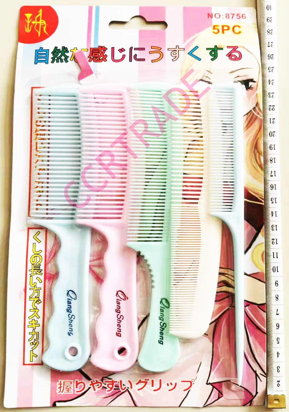 หวีอีโต้สีหวาน 5 ชิ้นแผงใหญ่ 30 ซม.