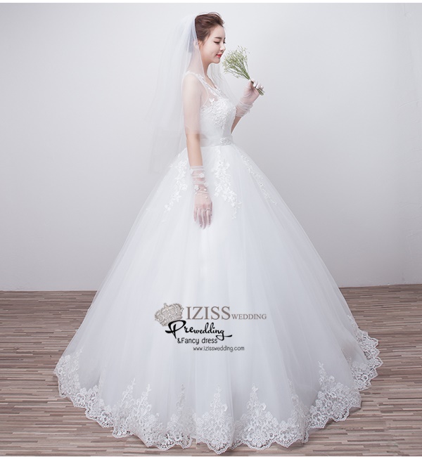 BR205 **พรีออเดอร์**ชุดแต่งงาน&ชุดเจ้าสาวแบบยาวสีขาวเกรดพรีเมี่ยม หรูหราน่ารัก สวยโดดเด่นไม่ซ้ำใคร