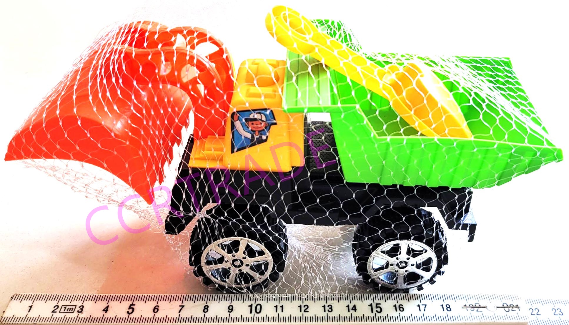 รถบรรทุกเล่นทราย+อุปกรณ์ถุงตาข่าย 20 ซม.