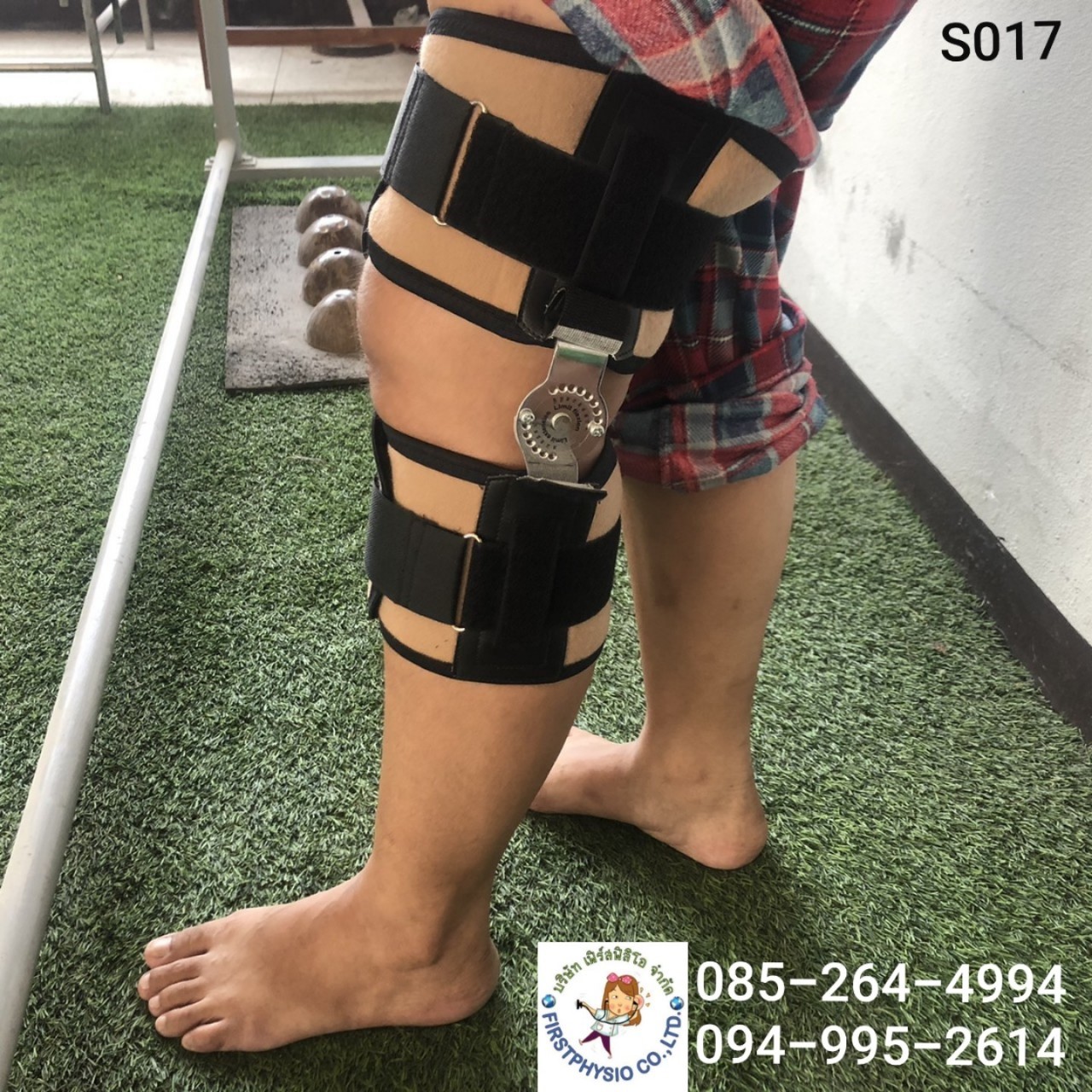 FIRSTPHYSIO/อุปกรณ์พยุงเข่าปรับองศาได้แบบสั้น/ประคองเข่าปรับมุม/พยุงเข่าแกนอลูมิเนียม [Hinge Knee Support]