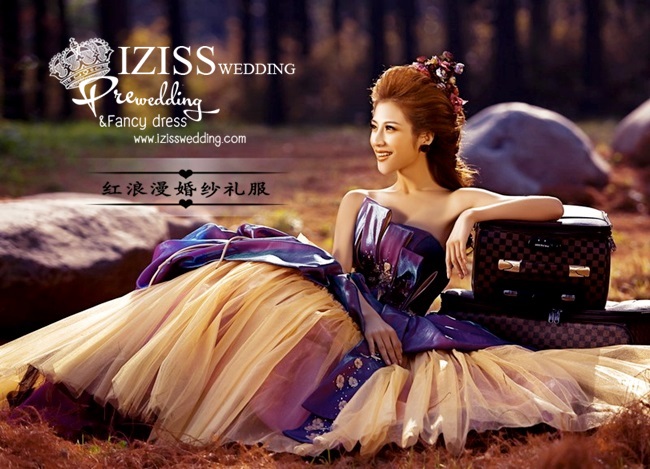 PW022 -**เลิกผลิตค่ะ** ชุดคู่ถ่ายพรีเวดดิ้ง (prewedding dress) & ชุดแต่งงานแฟนซี (Fancy wedding dress) "ธีมสีม่วง"