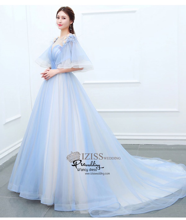 PW603- **พรีออเดอร์**ชุดแต่งงานแฟนซี ชุดเดรสสีฟ้า ชุดถ่ายพรีเวดดิ้ง (prewedding dress) & ชุดแต่งงานแฟนซี (Fancy wedding dress) "ธีมสีฟ้า"